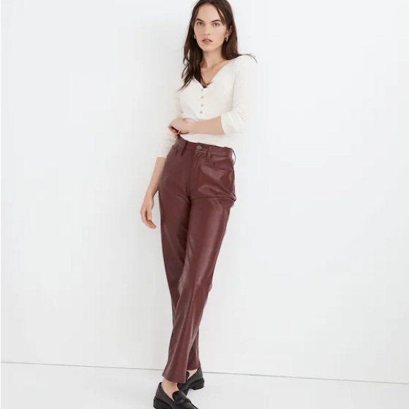 Madewell Pants - Madewell Perfect Vintage Straight Jean: Faux Leather Edition Size 28 EUC